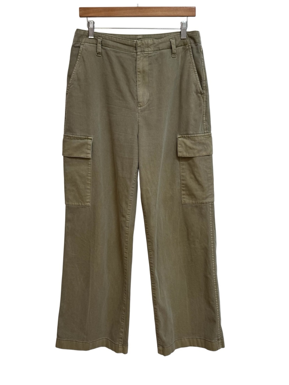 Gap Mid Rise Loose Khaki Cargo Pants Womenβs Size 10β Garment Dyed Wide Leg